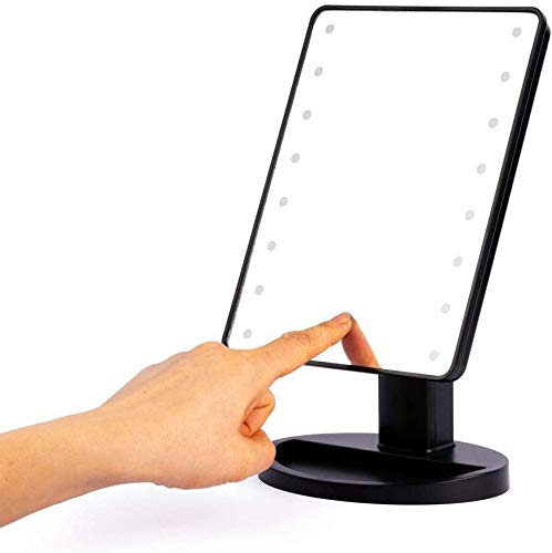 LBWARMB Trucco Specchio con luci Specchio cosmetico da Tavolo/ingranditore Vanity Trucco Specchio/Specchio da Viaggio Portatile con luci a LED/Rotazione a 180