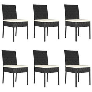 FAMIROSA Set da Pranzo da Giardino 7 pz in Polyrattan Nero-5696