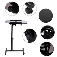 Scrivania per Laptop Rimovibile, Tavolino Pieghevole a Rotelle, Tavolino da Letto con Ruote, Tavolo da Divano Laterale, in MDF e Metallo, 40x60x64-88cm(Nero)