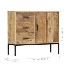 vidaXL Legno Massello di Mango Credenza Rialzata con 3 Cassetti 1 Armadietto Stile Rustico Raffinata Resistente Buffet Madia Mobile Cucina 88x30x71 cm