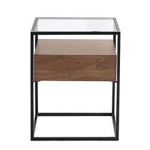 DGHJK Mobili per la casa, tavolino da Salotto retrò Industriale in Vetro temperato Divano Tavolo con Un Comodino Camera da Letto in Legno massello , 16,9 '' x 16,9 '' x 21,6 ''