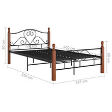 GOTOTOP 200 x 120 cm Giroletto in Metallo,Struttura Letto Matrimoniale,Piattaforma Letto Matrimoniale,Rete del letto,Montaggio facile,Nero e legno scuro