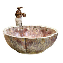 WEHOLY Lavabo in Resina Lavabo da Incasso Ovale in Pietra Naturale Lavabo a Forma di Petalo Retro Creativo Jingdezhen Ceramica Hotel Lavabo antispruzzo
