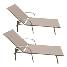 2X Lettino Prendisole Da Giardino Regolabile In 5 Posizioni 193 X 59 Cm Lettino Da Giardino E Piscina in Alluminio Trasportabile E Pieghevole Tessuto Textilene Resistente Di Color Sabbia