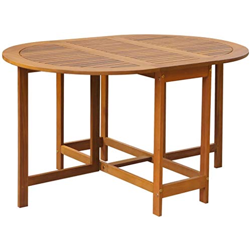 Tavolo da Giardino Pieghevole in Legno Massello 130 x 90 x 72 cm Tavolo da Pranzo Retro in Legno Massello di Acacia Tavolo da Picnic
