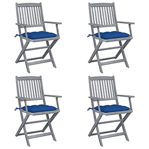vidaXL Sedie da Giardino Pieghevoli 4pz con Cuscini in Massello Acacia