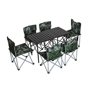FOMT Tavolo da Picnic Pieghevole E Set da Spiaggia,Altezza Regolabile, Tavolo E Sedie in Lega di Alluminio, Scrivania Portatile con 4 Posti per Barbecue da Campeggio E Picnic All'aperto,Camuffare,L