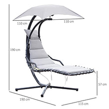 Outsunny Poltrona Sdraio Relax Chaise Lounge Lettino Prendisole con Tettuccio Giardino Grigio 190 × 115 × 190cm