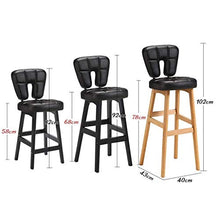 Sedia da bar con schienale alto, gambe in legno di faggio e seduta in finta pelle, sgabello da bar alto altezza KTV Cashier sedia - marrone seduta, nero, 58 cm (colore : nero, dimensioni: 68 cm)