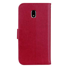 Robinsoni Cover Compatibile con Samsung Galaxy J530 Case Scintillare Glitters Lucido Portafoglio Libro Custodia Retro 3D Rosa Stampato Pelle PU Libretto Cover Foglio Flip Magnetica Fiore Caso, Rosso