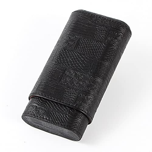 MOBFIDOFG Scatola di sigari Custodia di Cuoio Custodia da Viaggio Humidor Cedar Legno 3 Tubi Contenitore di Sigaro Portatile Mini Sigaro Humidor Box Come Regalo di Natale (Color : Black)