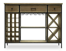 giordano shop Cantinetta Portabottiglie 124x32x94 cm con Portabicchieri in Ferro e Legno Sid Nera