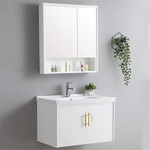 JenLn Bagno Lavabo Bacino Bagno Armadio in Legno massello Cabinet per armadietto per armadietto Specchio Combinazione Impermeabile e umidità Lavandino in Ceramica con Cabinet di medicinali