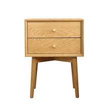 Comodino in Legno Massello, Comodino 2 Cassetti, Tavolo Laterale Divano, Mobili da Camera da Letto in Rovere Bianco Storage E Custodia da Comodino