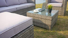 Set di divani a 5 posti con parapioggia in rattan, set di mobili da giardino, patio da esterno, colore: grigio