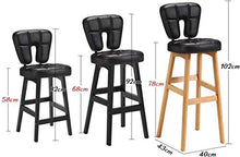 Yxsd - Sgabello da bar con schienale alto, gambe in legno di faggio e seduta in finta pelle, altezza per pub, sedia a cassiere KTV, colore: nero, dimensioni: 78 cm