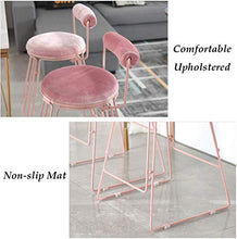DFREW Sgabelli Moderna Sedia con Velluto Imbottito Schienale | 60 / 75Cm Sgabello Alto Pranza Le Sedie da Cucina | Pub | Colazione Sgabello in Metallo Carico Massimo 150Kg (Colore Rosa),B,65 cm