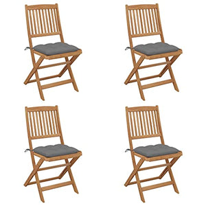 vidaXL Sedie da Giardino Pieghevoli 4 pz con Cuscini Massello Acacia