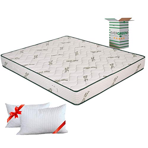 EVERGREENWEB - Materasso Matrimoniale 160x190 in Aloe Vera e Waterfoam Ortopedico Alto 20 cm, Tessuto Antiacaro Rivestimento Effetto MASSAGGIANTE per Tutti Letti e Reti