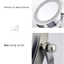 Specchio per il trucco 3x Specchio per il trucco illuminato ingrandito Specchio ingranditore rotondo bifacciale Specchio da trucco girevole a 360 gradi Specchio da bagno da barba con diametro di 8 pol