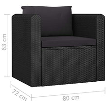 Tidyard Set 7 pz Divani da Giardino con Cuscini in Polyrattan Nero,Divano Modulare,Divano in Rattan,Divano da Salotto,Divani da Salotto