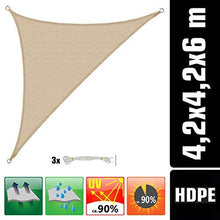 AMANKA Tenda da Sole UV - 4,2x4,2x6 Triangolo Rettangolo HDPE - Telo di Protezione Solare Beige
