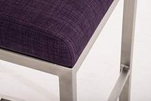 CLP Sgabello Alto in Acciaio Inox Paros in Stoffa I Sgabello Bar Imbottito Alt. 77 CM I Sedia Cucina Design con Schienale, Colore:Viola