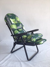 TECNOWEB Ricambio Cuscino Arrotondato per Sdraio con Carrello Super Imbottita col.Fondo Verde Fiori Bianchi
