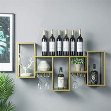 SBDLXY Grande portabottiglie da 41,7 Pollici a Parete con Porta calici per Cucina, Sala da Pranzo, Bar o Cantina - Armadi per Vino con Decorazioni nordiche da Parete - Telaio in Ferro Dorato