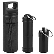 KLYNGTSK 3 PCS Portapillole in Alluminio Impermeabile Mini Contenitore per Pillole Portabile Portapillole Portachiavi in Alluminio per Emergenza e Viaggio (Nero)