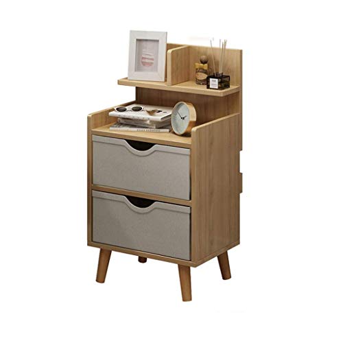 YGB Comodino 2 cassetti Comodino Scaffale Scaffale Gambe in Legno massello Nordico Tavolino Laterale Comodino Armadietto Multifunzionale Armadietto per Camera da Letto Soggiorno Comodino Armadio