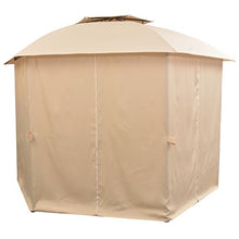 Festnight Gazebo Padiglione Esagonale con Tende Beige Richiudibile Telaio in Acciaio Verniciato da Giardino/Patio/Prato per Esterni 360x265 cm