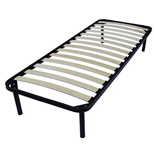 DOLCI SOGNI Rete Letto Singolo 80x190 cm, Altezza 45 cm, 4 Piedi Letto con Fissaggio a Doppio Bullone, Rete Singola con Doghe di Legno, Pratica e Stabile, Rete Singola Doghe 80x190-100% Made in Italy