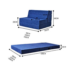 Letto Divano Mattress Pad Portatile Pieghevole Spesso, Location Sedia Sleeper Rimovibile Lavabile, Alto-densità Schiuma Copertura Del Sonno Facile Da Memorizzare-profondo Blu 150x190x15cm(59x75x6inch)