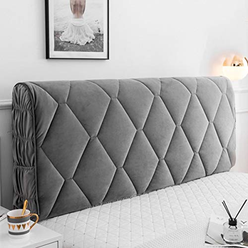 HDGZ Anti-collisione Cuscino Copri Testata Letto Fodera Elastica Vello Protezione Testata Cover Decorazione Camera Letto Antipolvere Cover (Color : Gray, Size : 1.6m)