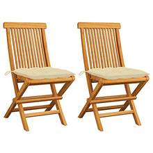 vidaXL Sedie da Giardino 2 pz Cuscini Bianco Crema in Massello di Teak