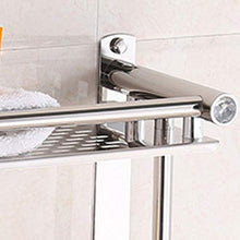 WHSS. Portasciugamani da Bagno Free Punch Portasalviette Doppio in Acciaio Inox Mensola da Bagno Doppio