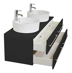 Mobile bagno Novum XL nero satinato con doppio lavabo