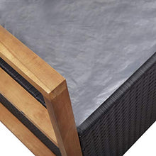 vidaXL - Panchina con vano portaoggetti, 110 cm, in polyrattan, legno massiccio di acacia, colore nero