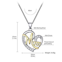 Collana In Argento Sterling, 925 Sterling Argento Mano Nella Mano Stile Moda Zircon Mom Cuore Collana Indipendente Pendente, Adatto Per La Festa Della Mamma, Regali Di Anniversario E Regali Di Comple