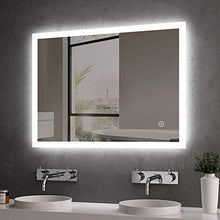 HFFFHA Specchio per Il Trucco da Bagno a LED - Specchio per Trucco da Parete per Bagno Sottile con luci a LED Interruttore antiappannante con Interruttore a sfioramento Impermeabile IP44