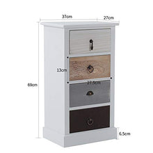 Rebecca Mobili Comodino Bianco Nero Beige, cassettiera 4 cassetti, Legno Paulownia, Stile Shabby, Camera Bagno Sala - Misure: 69 x 37 x 27 cm (HxLxP) - Art. RE4310