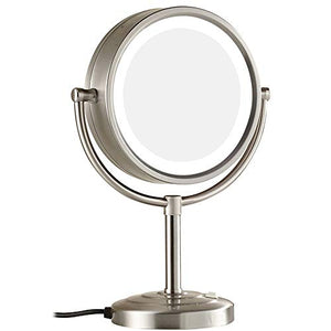 specchio trucco,specchio trucco,Specchio da trucco da tavolo a LED con ingrandimento 7 volte da 8,5 pollici, specchio da trucco in stile europeo con nichel chiaro spazzolato