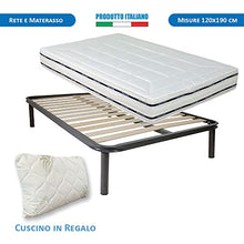 Kit rete e materasso una piazza e mezza 120x190 FINLANDIA più cuscino fiocco memory aloe in regalo, rete una piazza e mezza a doghe 120x190 ortopedica con materasso memory alto 22cm