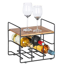 WENKO Scaffale portabottiglie di vino Loft - Scaffale portabottiglie, supporto per bottiglie da vino con ripiano, Bambù, 30 x 27.5 x 24 cm, Marrone