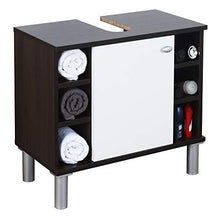 RICOO WM100-EB-W Mobile Bagno 60x54x32cm Mobiletto sotto-lavabo Armadio salvaspazio Arredamento Copricolonna Legno Rovere Marrone Porta Bianca