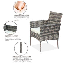 Conservatorio Deluxe 4 Pezzo 4Seater Rattan Cube Tavolo da Pranzo Mobili da Giardino Soggiorno All'aperto Balcony Patio Set (Grigio) (Consegna di Una Settimana)
