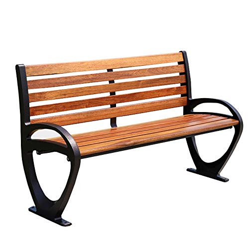 Panchina da giardino per esterni Panchina in legno massello, doppia panchina per il tempo libero, panchina in plastica anticorrosiva in legno con telaio in ghisa, panchina da giardino per esterni, u