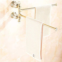 YGB Portasciugamani, portasciugamani da Parete in Ottone lucidato a Parete in Ottone Cristallo Dorato Antico 2 Bracci portasciugamani da 35 cm Portasciugamani Decorativo