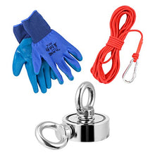 ULTECHNOVO 1 Set Kit Magneti da Pesca Bifacciali con Rampino E Guanti Magnete Rotondo per Pesca Magnetica